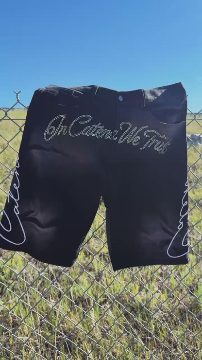 Catena Signature Rhinestone Shorts  Black