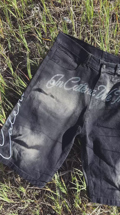 Catena Signature Rhinestone Shorts  Black