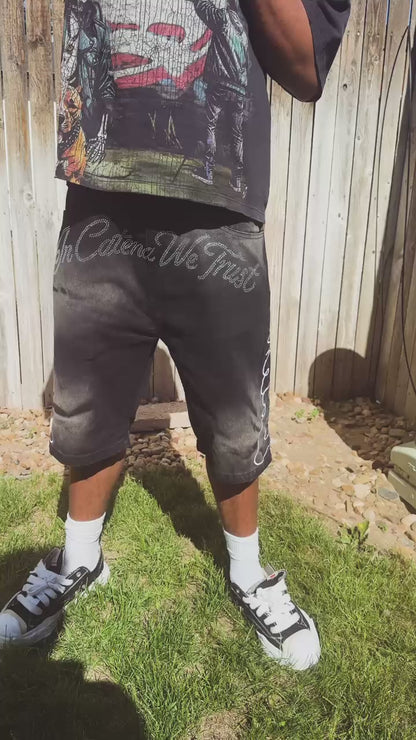 Catena Signature Rhinestone Shorts  Black
